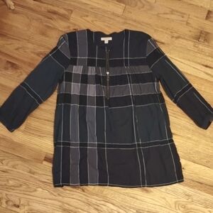 Burberry Black and Gray Plaid Women's Top